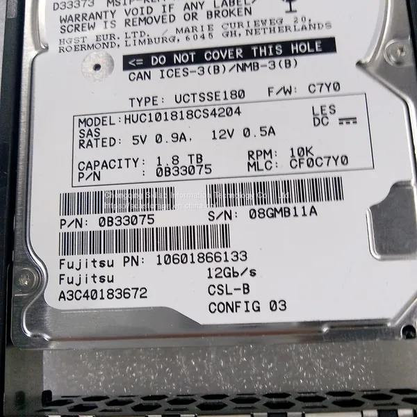 A3C40183672 Fujitsu 1.8TB 10K 512E  SAS 12GB HOT PL EP RX2530M2