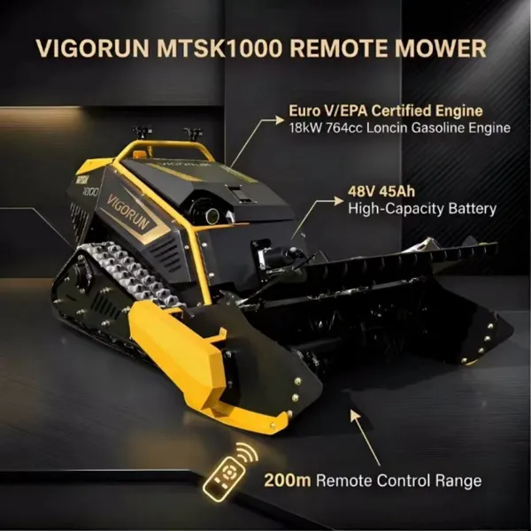 Gasoline Remote Control Forestry Mulcher Crawler CE EPA All Slopes 100cm Cutting Blade Wireless Radio Control Multitask Vehicle