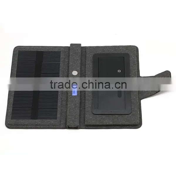 3000mah Battery With 450mah Solar Board Leather Battery Case for 4-5inch Phone photo-3