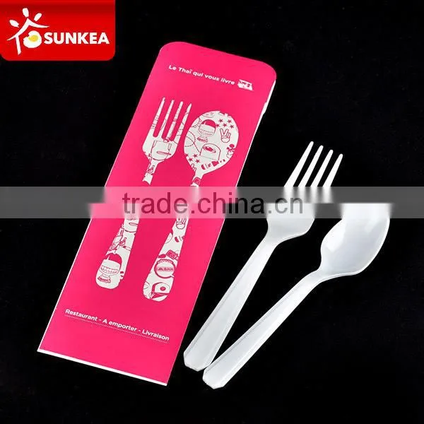 Disposable Plastic Cutlery Set Dinnerware Tableware Paper Wrapper photo-2