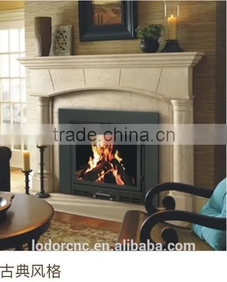 YN-020 Distressed Wood Fireplace / Cast Iron Fireplace Front photo-6