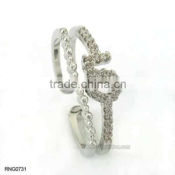 Simple Fashion Engagement Wedding Antique Copper Ring Plated White Gold photo-6