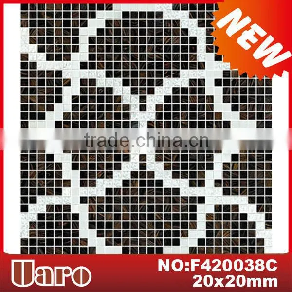 Black and White Glass Kitchen Backsplash Mosaic Pattern