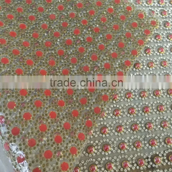 Multi Colors Ceramic Pearl With Rhinestone Decorated Mesh Triming With Glue for Bags photo-6