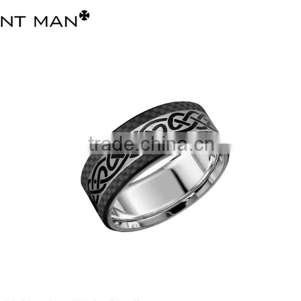 Wholesales Titanium Rings Black Plating Wedding Band Mens Carbon Fiber Titanium Ring Band photo-4