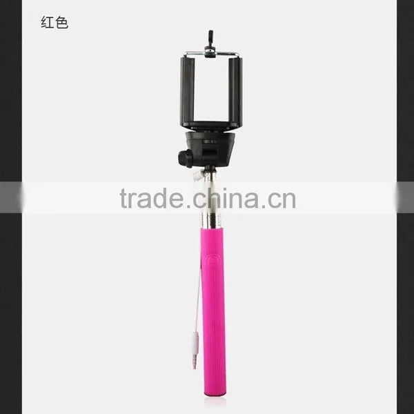 Rose Red Portable Handheld Monopod Extendible Self-portrait Selfie Cell Phone Holder photo-5