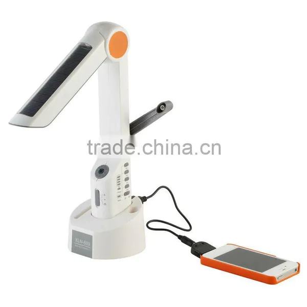 Manufacture Portable Solar Desk Lamp & Reading and Camping Torch Light With Radio Mobile Charger 2013 Hot Solar Products