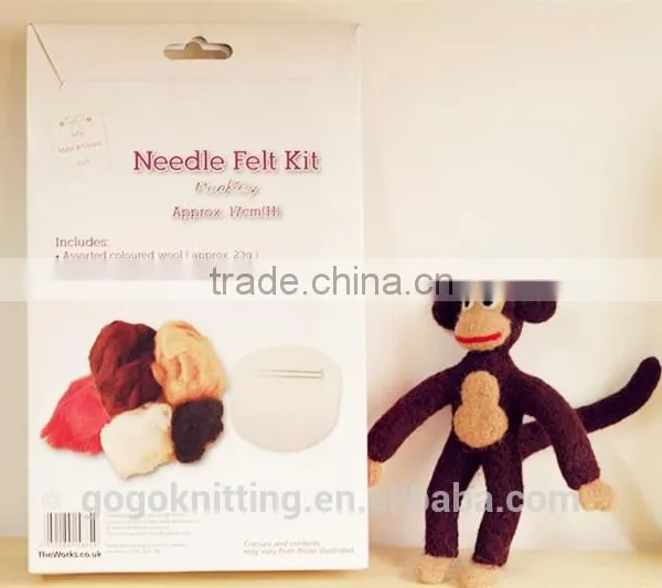 2016new DIY Craft Kit for Lovely Cute Monkey Dry Needle Felting Kit