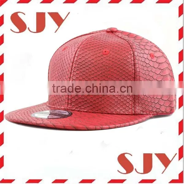 Blank Wholesale Flat Brim 6 Panel PU Leather Snapback Baseball Hat photo-6
