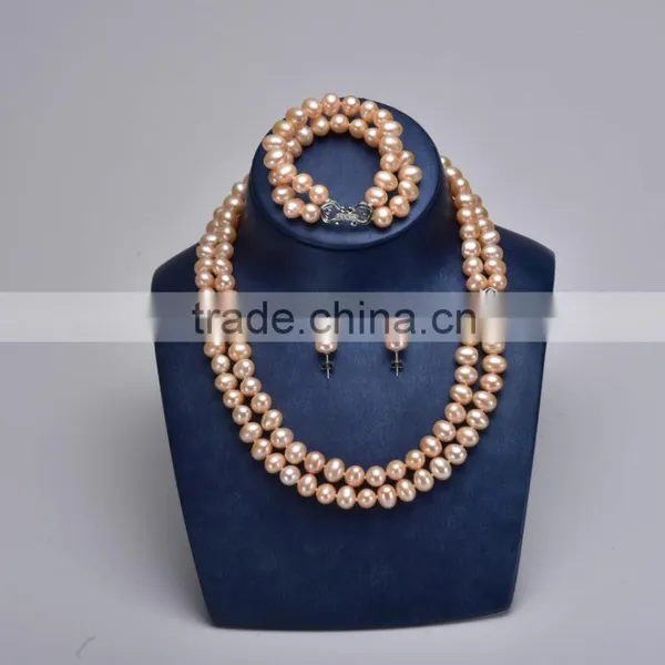 2016 European Style Fashion Faux Pearl Jewelry Sets 2 Rows With Earrings photo-3