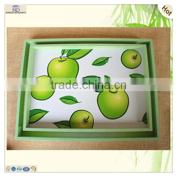 Set Vivid Pictures Fruit Rectangle Shape Wood Tray photo-4