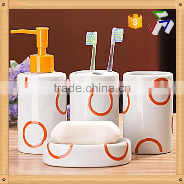 Ceramic Porcelain Bath Accessories Set, Bath Set,,bathroom Fitting,ceramic Soap Dispenser/toothbrush Holder/tumbler/soap Dish photo-6