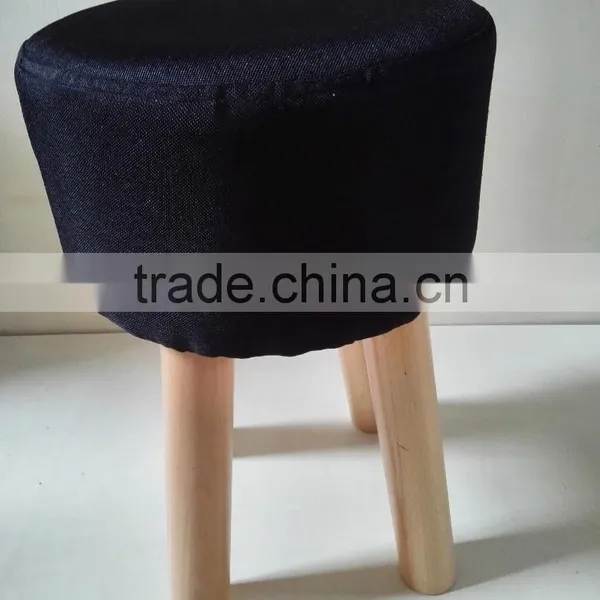 Living Room Furniture Padded Round Stool Ottoman Wooden Pouf photo-2