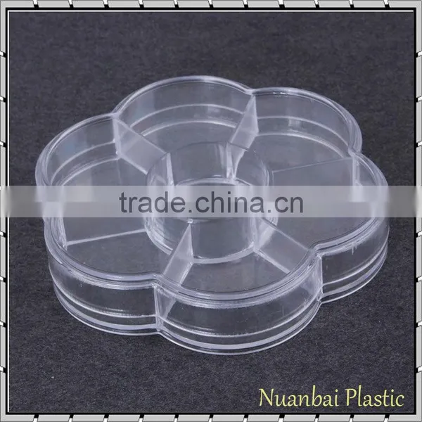 Plastic Beads Storage Flower Shaped Box With 7 Compartments,Clear