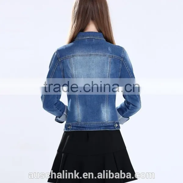 2016 Latest Korean Style Long Sleeve Designer Jean Jacket Designs Customized photo-3