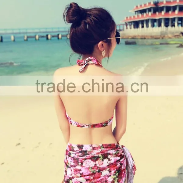 Swimsuit Female Three-piece Supporting Them Bikini Sexy Small Breasts Steel Belly Show Thin the New 2016 photo-2