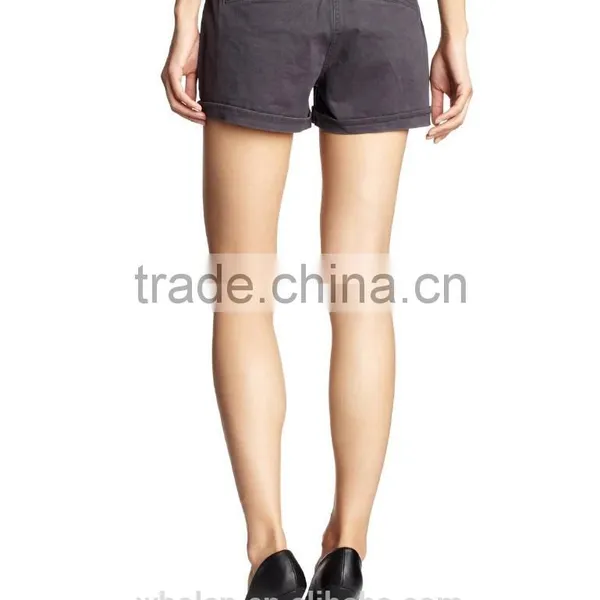 Stylish Dark Gray Customized High Quality Office Lady Jeans Hot Shorts Wholesale photo-2