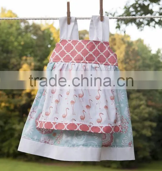 New Arrive Littler Girls Flamingo Dress Kids Summer Printed Dress photo-2