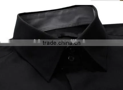 The Latest 100% Cotton Slim Fit Black Dress Shirt for Men With Peaked Collar photo-2