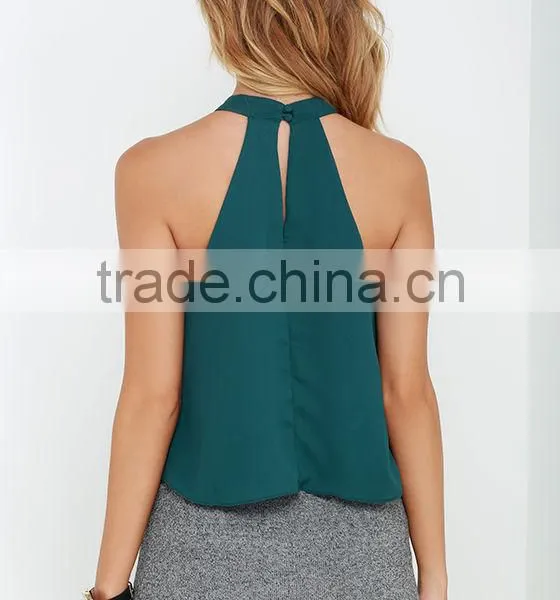 New Summer High Quality Sleeveless Plain Style Fashion Blouses From Garment Factories in China photo-5