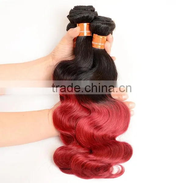 Ombre Hair1b/burgandy Body Wave Brazilian Hair Weaves photo-4