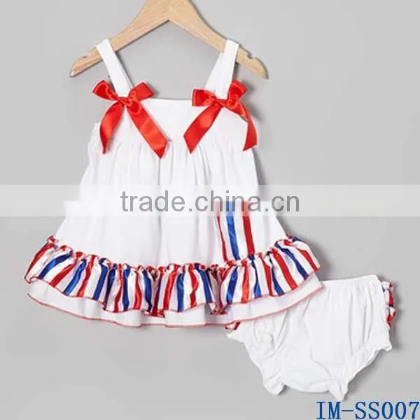 Yiwu Imee Wholesale Baby Girls 4th of July Cotton Clothing Sets With Ruffles IM-SS007