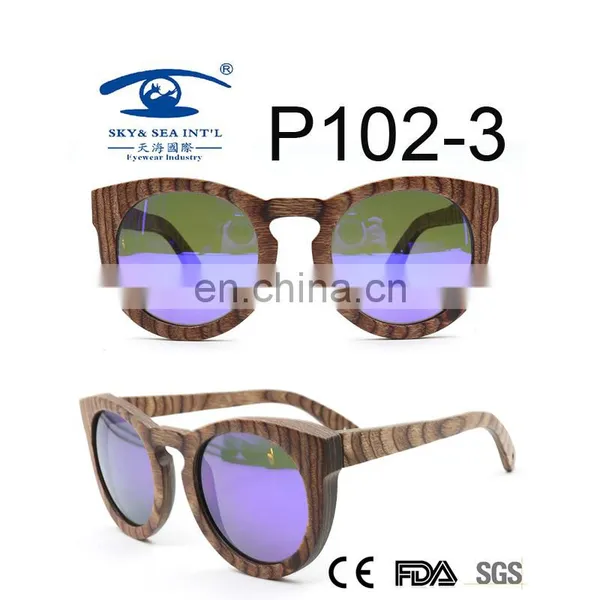 Purple Lens Color Candy Wood Sunglasses
