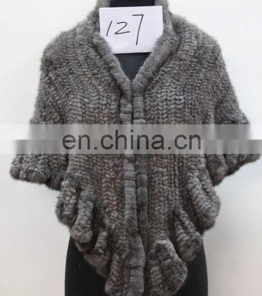 Knitted Mink Fur Cloak Cape for Ladies photo-2