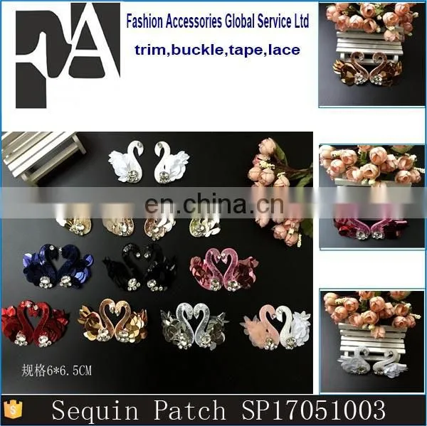 High Grade Handmade Decorative Beaded Rhinestone Sequins Swan Patches for Clothing photo-6