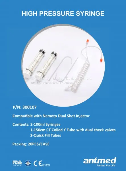 CT Syringe For Nemoto Smart Shot Alpha A-25 & A-60, Dual Shot Power Injectors