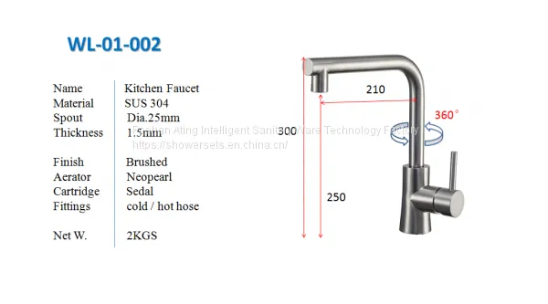 WL-01-002 Single Hole SUS304 Faucet 35mm Cartridge Brushed Nickel High End Kitchen Faucets photo-2