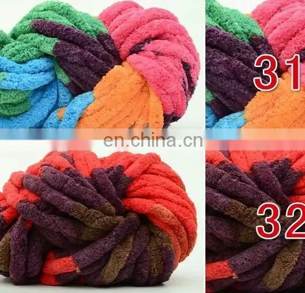 Space Dyed Mixed Colors for Chunky Chenille Yarn 100%polyester Soft photo-2