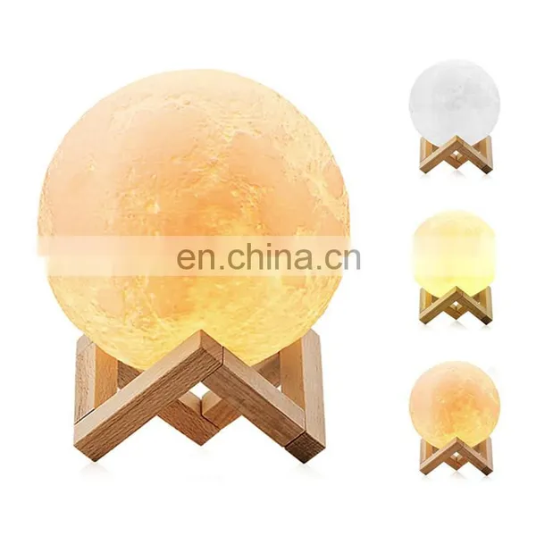 2020 Latest Hot Creative Gift 3d Led Night Light 3 Colors Touch Control Charge 3d Moon Lamp 20cm photo-2