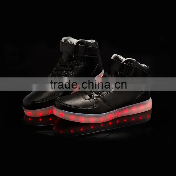 2016 New Wave Pure Black/white Sport Casual Shoes With 7 Colors LED Luminous Lights and USB Charger Cable photo-2