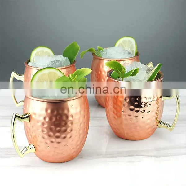 Vintage Copper Plated Double Wall Stainless Steel Moscow Mule Wine Beer Cup Cocktail Hammered Copper Mug With Handle photo-5