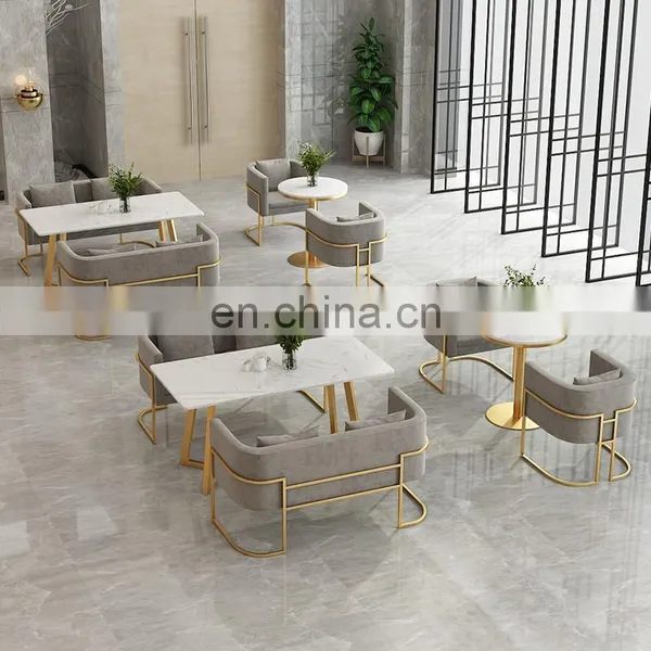 Light Luxury Modern Hotel Cafe Coffee Restaurant Dining Chair Sofa Golden Armchair photo-2