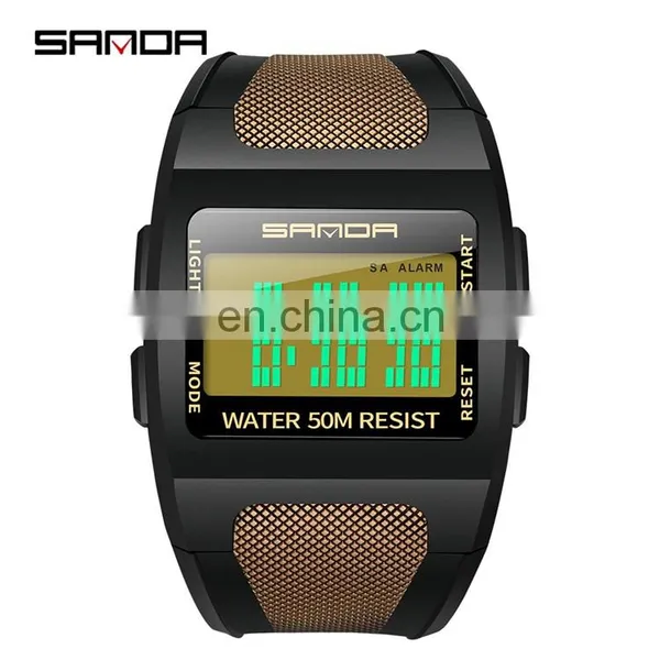 SANDA 222 Trendy High End Men's Digital Sports Watch Resin Strap Luminous Week Display Male Watches photo-4