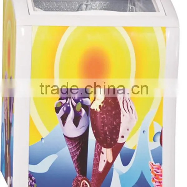 Curved Glass Sliding Door Mini Ice Cream Display Freezer photo-4