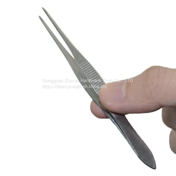Industrial Tweezers Swiss High Elastic Antimagnetic Acid Proof Stainless Steel Curved Point Precision 10cm Tweezers photo-4