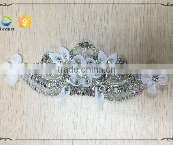 Embroidered Organza Flower Appliques for Bridal Dresses photo-3