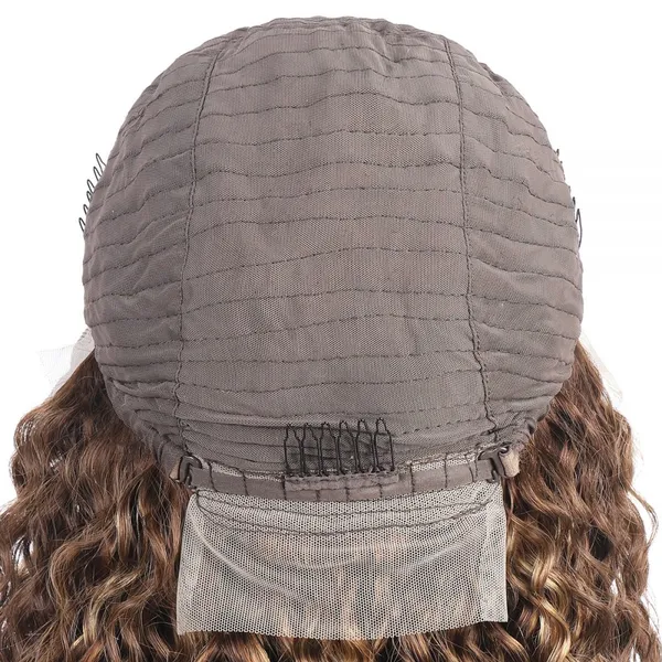 Highlight Wig Human Hair 13X4 Kinly Curly Frontal Wig P4/27 Honey Blonde Highlighted Lace Frontal Wigs For Women photo-5