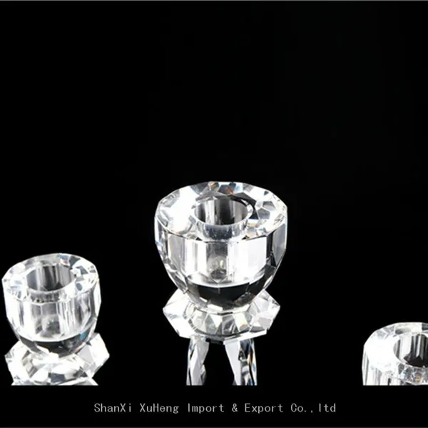 Wholesale Custom Crystal Glass Candle Holder Wedding Decor 3 Arms Candlesticks Crystal photo-4