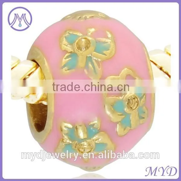 Hand Enameled Faberge Egg Bead for Charms DIY European Bracelet photo-3