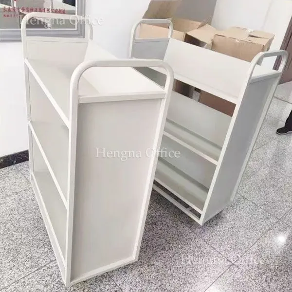 Moving Library Trolley：High Load Bearing Multi-Functional Steel Transport Book Cart For Archive Room Legal Files photo-3