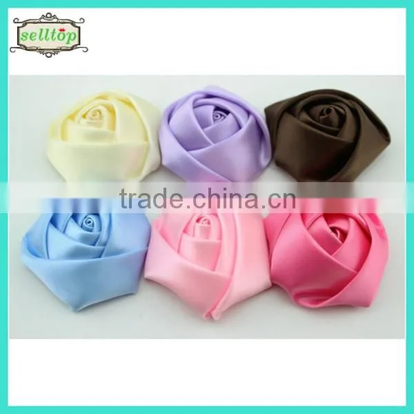 4.5-5cm Satin Rose Ribbon Flowers for Wedding Dress photo-4