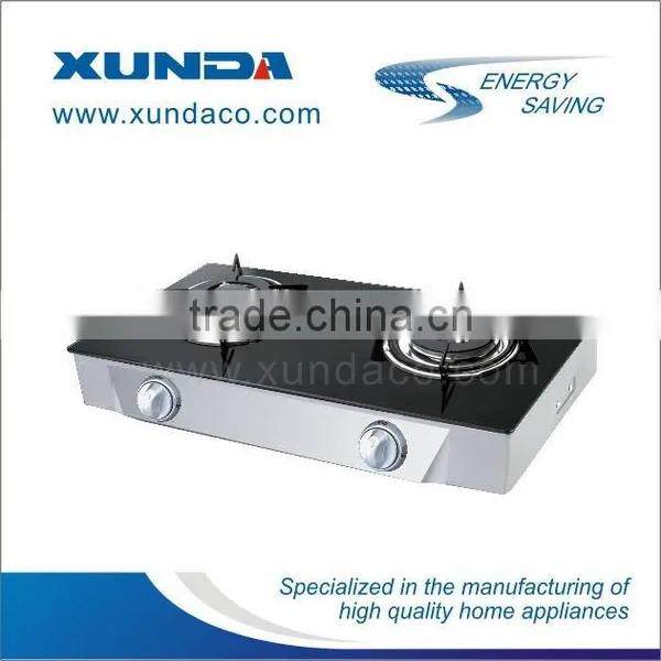 2 Burners Toughened Glass European Style Table Top Gas Stove