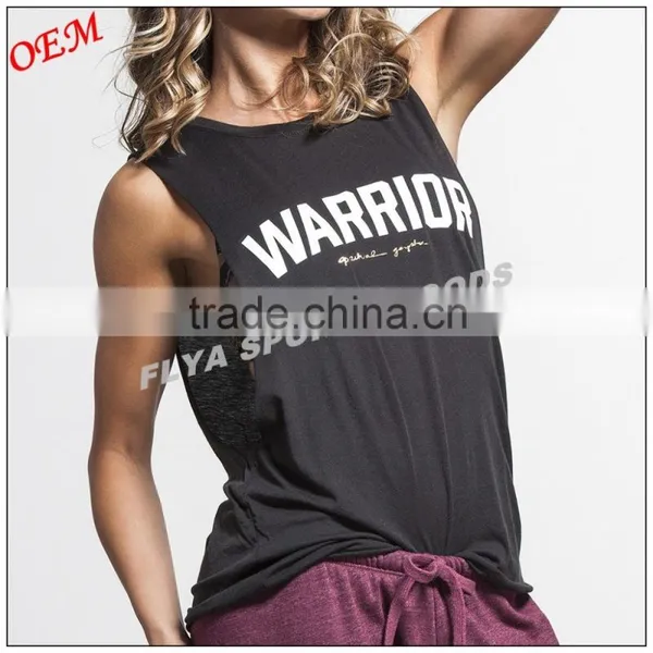 100% Cotton Low Cut Loose Fit Women Sleeveless Sports T Shirt Dry Fit Plain GYM Yoga T Shirt Quality Choice