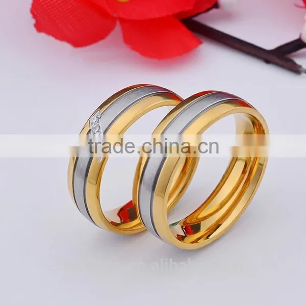 12pcs/lots Wholesale AAA+ CZ Couple Ring 18k Gold Plated Stainless Steel Latest Wedding Designs photo-4