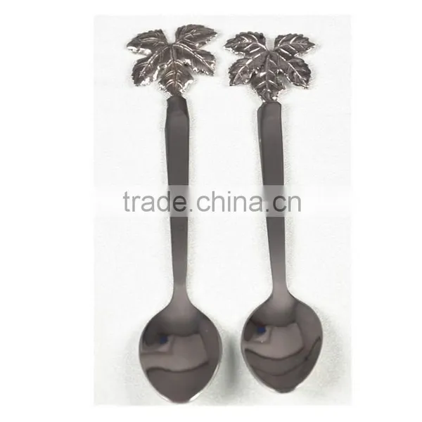 Stainless Steel Grape Leaf Teaspoon Coffee Spoon Set (2 Pieces)