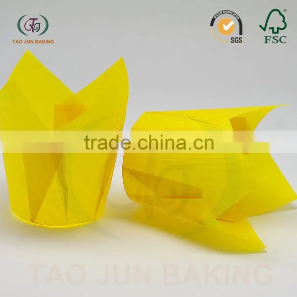 Grease Proof Paper Baking Cups Cupcake Liners Tulip Shaped Solid Color Cups for Cake Bread photo-3